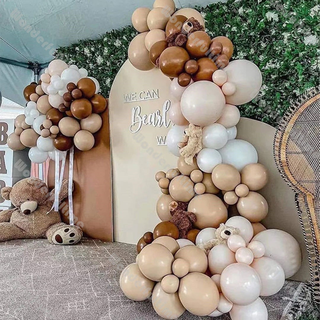 8ft/15ft Doubled Apricot Balloon Arch Baby Shower Decoration Doubled Blush Matte White Caramel
