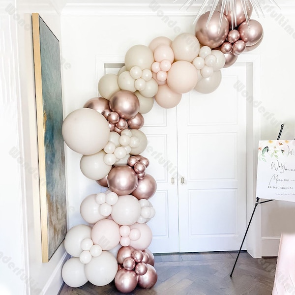 100pcs Beige Rose Gold Balloons Arch Garland Kit DIY Wedding Decoration Doubled Cream Peach Balloons for Baby Shower Adult Birthday Party