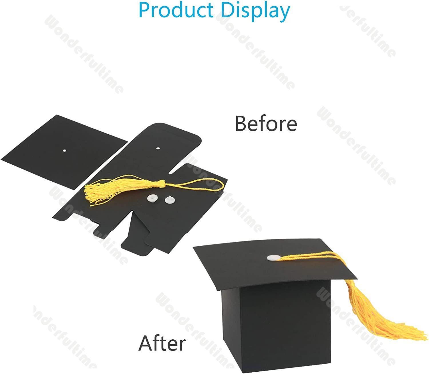 Set of 5pcs Graduation Hat Favor Boxes Graduation Cap Candy Box Paper ...