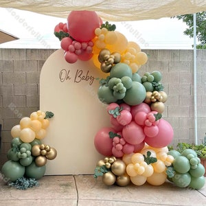 153pcs Balloon Garland Arch Kit Cream Peach Green Party Balloons 1st Birthday Baby Shower Gender Reveal Decorations Boho Bridal Shower
