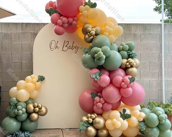 153 st ballonggirlangbåge kit krämfärgade persikagröna festballonger 1-årsdag babyshower könsavslöjande dekorationer bohemiska bruddusch