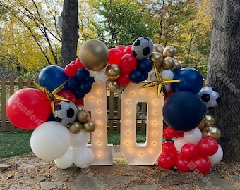 101pcs Soccer Theme Balloon Garland Football Party Decoration Red Navy Blue White Gold Balloons Arch Boys Birthday Party Baby Shower Decoración