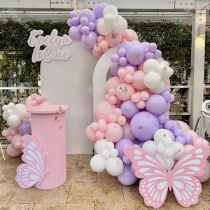 132pcs Pastel Pink Purple Balloon Garland Kit Baby Girl Shower Princess Birthday Kids Party Decor Boho Bridal Shower Wedding Decorations