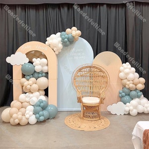 137 Boho Balloon Garland Kit Blue White Sand Baby Shower Globos Gender Reveal Birthday Party Supplies Graduation Wedding Retro Bridal Shower