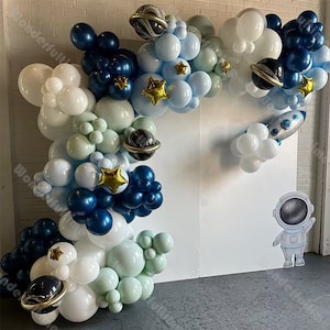 156 pezzi Palloncini a tema spaziale Arco Blu Stella d'oro Ballon 4D Razzo in piedi Baby Shower Decolla Compleanno Due La Luna Festa a tema Galassia