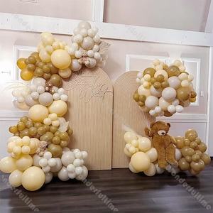 112/157pcs Sand Brown Balloon Garland Arch Kit Bear Birthday Party Baby Shower Gender Reveal Decor Wedding Anniversary Boho Bridal Shower