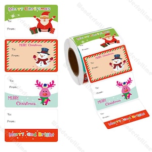 1 rol 200 stks gepersonaliseerde kerststickers Cadeaupapier Tags Kerstcadeaulabels Kerstman Sticker Rendier Naamlabels Cadeaulabel voor kinderen