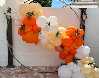 Kit de 134 globos de color naranja mate, blanco, macarrón y amarillo, con arco de guirnalda, para decoración de Halloween, fiesta de cumpleaños, baby shower, suministros para bodas