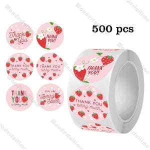 500 pezzi per rotolo adesivi personalizzati Thank You Berry Much Adesivi Sweet One Birthday Etichette Thank You Strawberry Berry Sweet Party Favors
