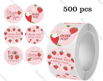 500 sztuk na rolkę spersonalizowanych naklejek Dziękuję Berry Much Sweet One Naklejki urodzinowe Dziękuję Truskawka Tagi Berry Sweet Party Favors