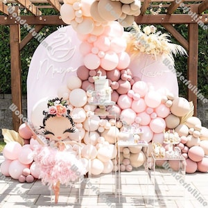 226pcs Doubled Cream Peach Balloon Arch Garland Kit Boho Baby Shower Decoration Macaron Baby Pink Doubled Apricot Dusty Pink Balloons Set