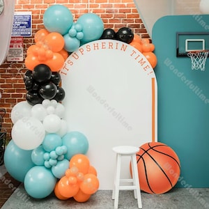 80pcs Boy 1st Birthday Balloon Garland Kit White Blue Sports Party Baby Shower Set Gender Reveal Background Decor Basketball Theme