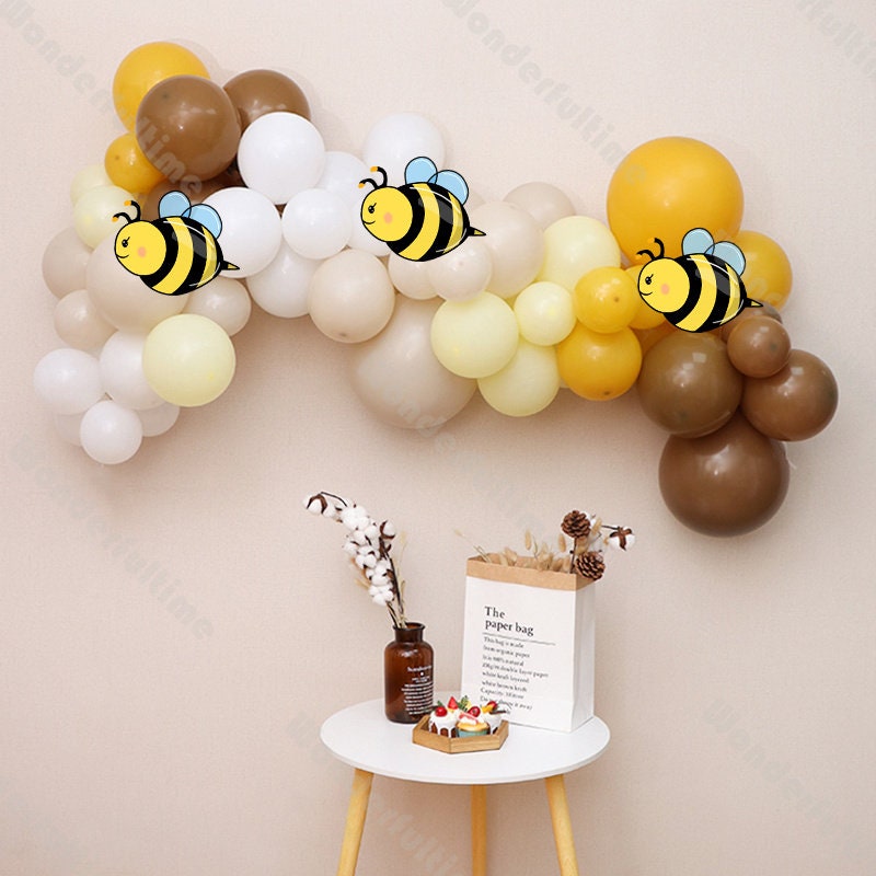 91pcs Bumble Bee Balloon Arch Natural Sand Yellow Balloon Gift Baby Shower Bee Birthday Party Gender Reveal Wedding