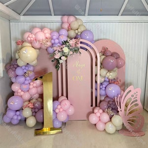 131/181pcs Baby Shower Balloon Arch Pinkish Purple Sand Balloon Backdrop 1st Birthday Gender Reveal Decor Wedding Boho Bridal Shower