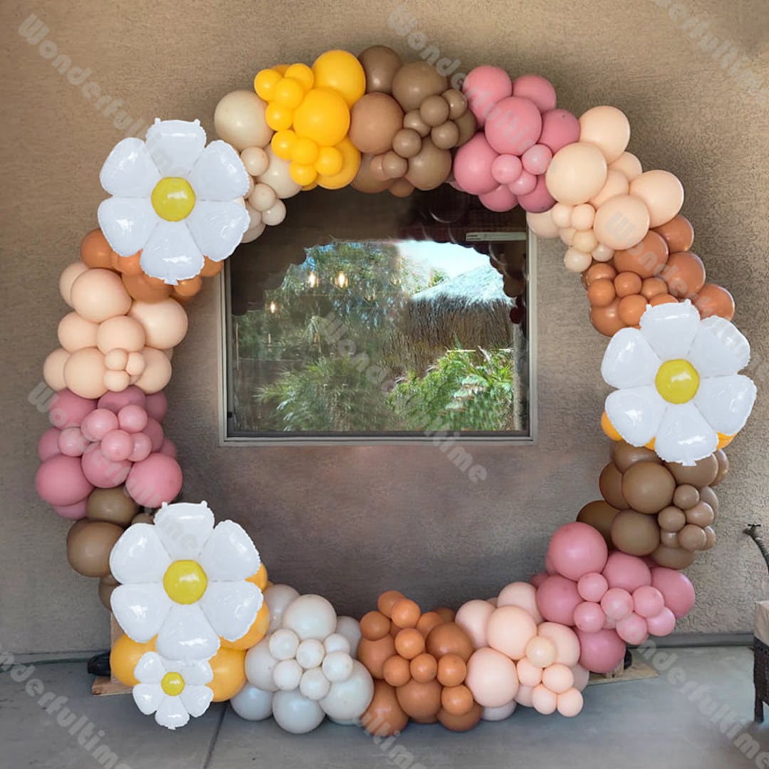 244pcs Daisy Theme Balloon Garland Flower Balloon Arch Groovy Party Decor Baby Shower Boho