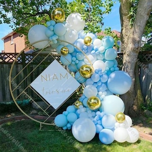 123pcs Matte Light Blue Balloon Garland Arch Birthday Party Decoration Blue White 4D Gold Balloon Arch Wedding Baby Shower Decor