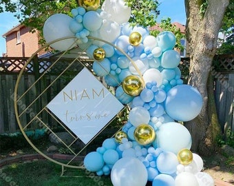 123pcs Matte Light Blue Balloon Garland Arch Birthday Party Decoration Blue White 4D Gold Balloon Arch Wedding Baby Shower Decor