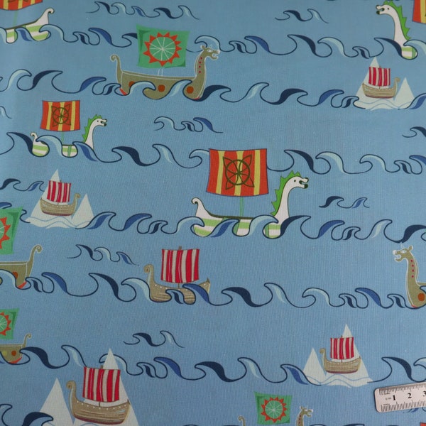 Viking Ships,Blue,Craft Cotton