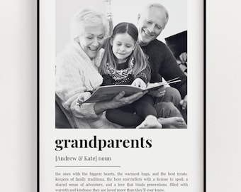PERSONALISED GRANDPARENTS DEFINITION Print, Wall Art Print, Grandparents Gift, Photo Definition Print, Quote Print, Custom Gift With Photo