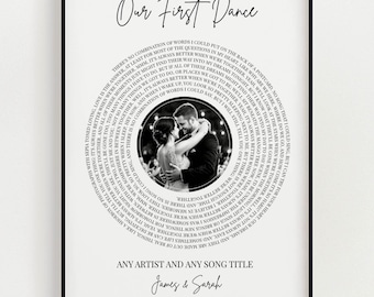PERSONALISED SONG LYRICS Vinyl Print, Wall Art Print, Custom Photo Print, Personalized Print, Anniversary Gift, Custom Lyrics Print