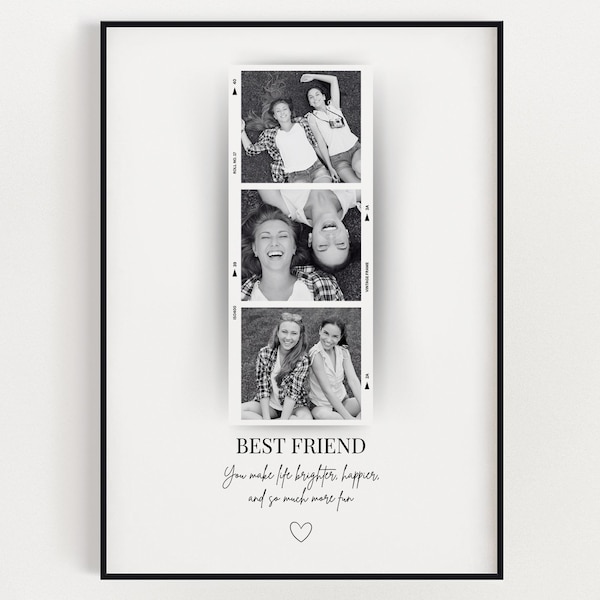 Impresión fotográfica personalizada de "MEJOR AMIGO", impresión de arte mural, regalo para mejor amigo, impresión de mejor amigo, regalo personalizado con foto, regalo de cumpleaños para mejor amigo