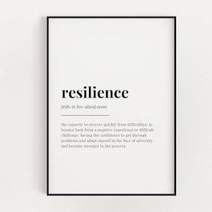 Resilienz Definition Bedeutung | Druckbare Wandkunst | Wanddeko | Sofort Download | Digitaler Download Druck