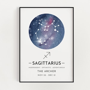SAGITTARIUS PRINT, Zodiac Sign Print, Constellation Art Print, Sagittarius Print, Horoscope Print, Star Sign Wall Art, Home Decor, Horoscope
