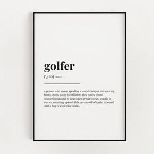 GOLFER DEFINITION PRINT, Wall Art Print, Quote Wall Art, Gift For Golfer, Wall Decor, Golf Gifts For Men, Golf Wall Art, Gifts For Dad