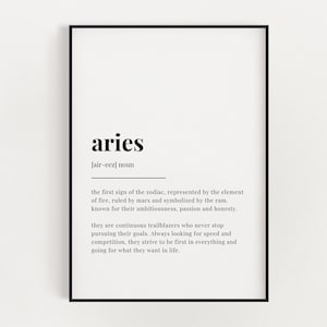Sofortiger Download druckbare Wandkunst, Widder Definition Bedeutung, Widder Geschenk, digitaler Download Druck, Zitat Druck, Home Decor