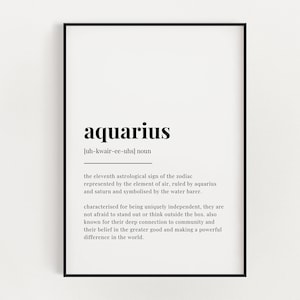 Instant Download Printable Wall Art | Aquarius Definition Meaning | Aquarius Gift | Digital Download Print | Aquarius Definition Print