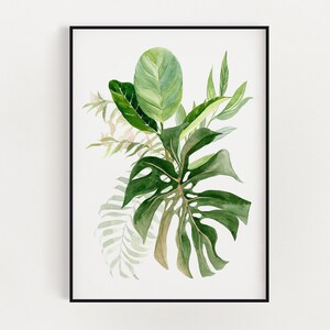 Botanische Wandkunst, druckbare Wandkunst, Aquarell Pflanzen, botanische Drucke, tropische Drucke, sofortiger Download, digitaler Download