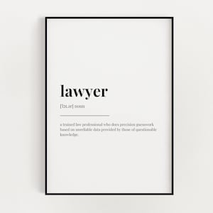 LAWYER DEFINITION MEANING | Printable Wall Art | Lawyer Gift | Digital Download Print