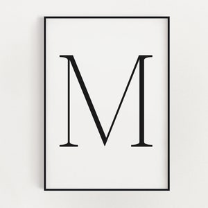 IMPRESSÃO DE LETRA M, decoração de parede de letras, arte de parede minimalista, pôster de letras, letra M imprimível, arte de parede moderna, arte de parede moderna, decoração de casa