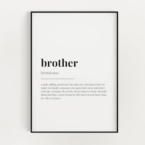BROTHER DEFINITION PRINT | Wand Kunstdruck | Bruder Geschenk | Brother Druck | Definition Druck | Zitat Print