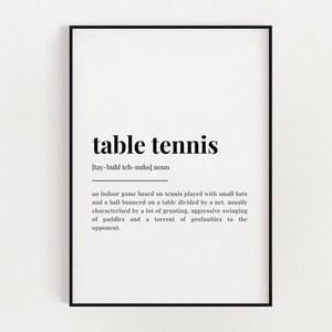 TABLE TENNIS DEFINITION Print, Wall Art Prints, Quote Wall Art, Game Room Decor, Wall Art, Table Tennis Player Gift, Table Tennis Wall Art
