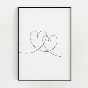 LINE DRAWING PRINT Heart Line Drawing Print Abstract Line Art Minimalistic Prints Heart Drawing Wall Art Home Décor image 1
