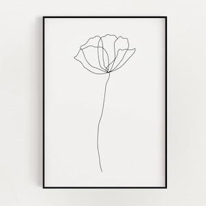 POPPY LINE DRAWING Printable Wall Art | Instant Download | Black and White Art | Abstract Line Art