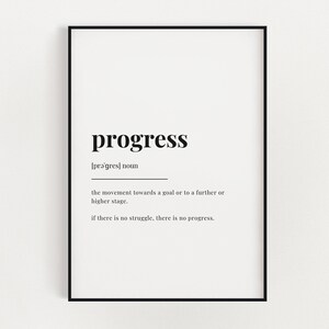 PROGRESS DEFINITION PRINT | Digital Download | Printable Wall Art | Definition Print | Home Decor