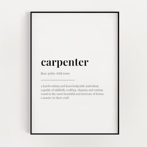 CARPENTER DEFINITION PRINT | Wall Art Print | Definition Print | Quote Print