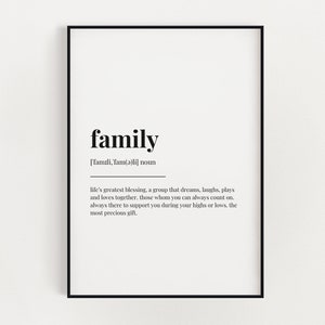 FAMILY DEFINITION MEANING | Printable Wall Art | Home Décor | Digital Download Print