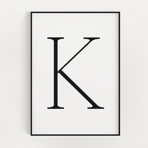 IMPRESSÃO DA LETRA K, Decoração de Parede com Letras, Arte de Parede Minimalista, Pôster de Letras, Letra K para Imprimir, Arte de Parede Moderna, Arte de Parede da Moda, Decoração de Casa