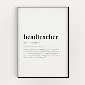 HEADTEACHER DEFINITION DRUCK | Wand Kunst Druck | Schulleiter Druck | Definition Print | Zitat Druck | Geschenk für Schulleiter