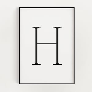 Buchstabe H Typografie Wand-Dekor | Buchstabe H Kunstdruck | Wohndekor | Buchstabe H Monogramm | Buchstabe H Initialen Print
