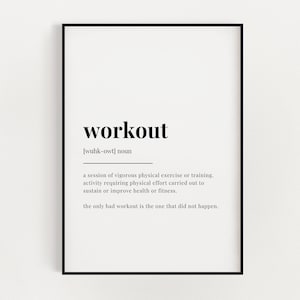 WORKOUT DEFINITION PRINT | Wall Art Print | Workout  Print | Definition Print | Quote Print | Gym Print | Gym Decor