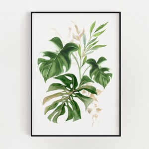 Botanische Wandkunst, druckbare Wandkunst, Aquarell Pflanzen, Botanische Drucke, Tropische Drucke, Sofort Download, digitaler Download