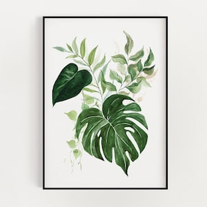 Botanische Wandkunst, druckbare Wandkunst, Aquarell Pflanzen, botanische Drucke, tropische Drucke, sofortiger Download, digitaler Download