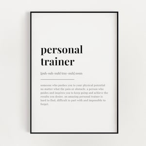 PERSONAL TRAINER PRINT | Wall Art Print | Personal Trainer Print | Definition Print | Gift for Personal Trainer