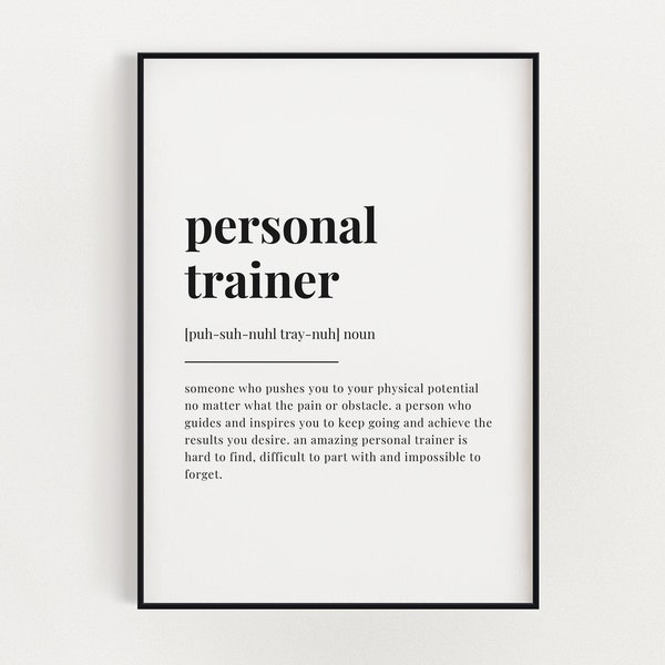 PERSONAL TRAINER PRINT | Wall Art Print | Personal Trainer Print | Definition Print | Gift for Personal Trainer