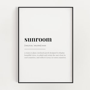 SUNROOM DEFINITION PRINT, Wall Art Prints, Quote Wall Art, Wall Decor, Office Wall Art, Trendy Wall Art, Minimalist Wall Art, Home Decor