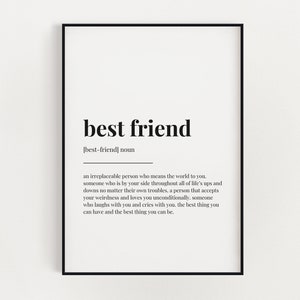BEST FRIEND DEFINITION Meaning Printable Wall Art Best Friend Gift Digital Download Print image 1